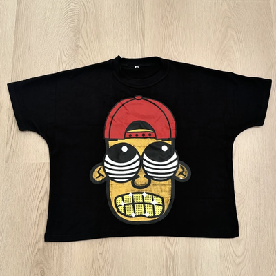 Custom Mock Neck Tshirt Logo Boxy Fit Potong dan Jahit T-Shirt Oversized Tshirt 300 Gsm T-Shirt Pria Dipotong T-Shirt Cetak Streetwear