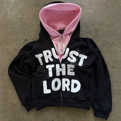 Custom Streetwear Oversized Box Zipper Heavyweight 100% Katun Terry Acid Wash Bordir Krisis Zip Up Hoodie