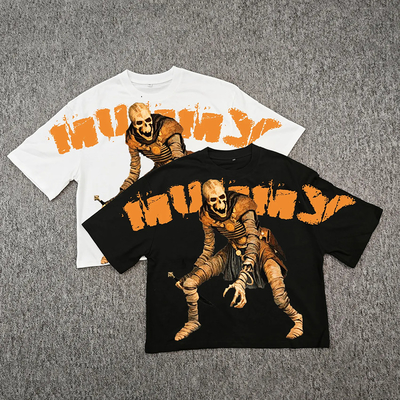 Custom Streetwear T-Shirt Ukuran Besar untuk Pria Boxy Hip Hop 250 GSM Drop Graphic
