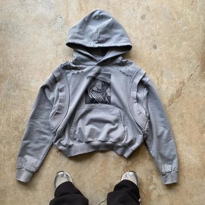 2025 New Design Vest Hoodie Custom Heavyweight 100% Baja Cetak Vintage Cuci Pullover Ditangisi Hoodies kotak untuk Pria