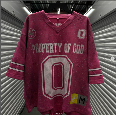 Custom Streetwear Amerika V Neck Boxy Fit T-Shirt Miskin Vintage Rhinestone Oversized Olahraga Sepakbola T-Shirt Jersey