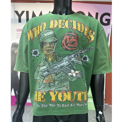 Custom Logo T-Shirt Cetak Batu Salju Cuci Berukuran Besar Kotak Berat Grafis Cuci Asam Vintage Matahari Lenyap T-Shirt DTG Pria
