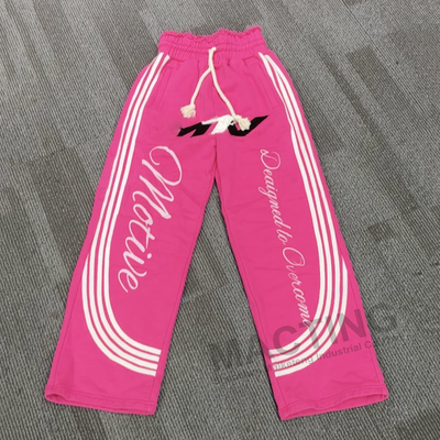 Custom Men Streetwear 100% Baju Perancis Terry Sweat Pants Sun Fading Acid Wash Side Strip Baggy Flared Sweat Pants