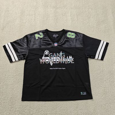 Logo Sablon Rhinestone Kustom Jersey Sepak Bola Retro Amerika Pria Kualitas Tinggi Mesh Boxy Cropped Rugby Jersey